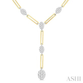 1 3/4 ctw Lovebright Oval Shape Round Cut Diamond Paperclip Fashion Necklace in 14K Yellow and White Gold